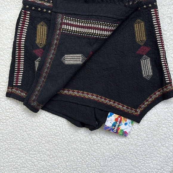 NWT Desigual Studded Embroidered 
Fringed Boho Festival Skort - Picture 6 of 16